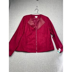 Studio Works Faux Suede Zip Up Moto Jacket Womens Size 16 Simple Office Work